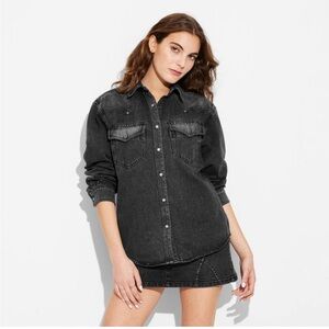 Wild Fable Oversized Black Denim Button-Up Shirt/Jacket